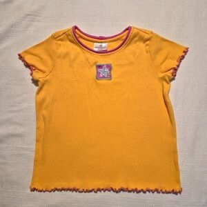 Hanna Andersson girls size 130 or 8 yellow with pink trim starfish applique VGUC